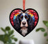 Cocker Spaniel Black & White Stained Glass Effect Heart Suncatcher